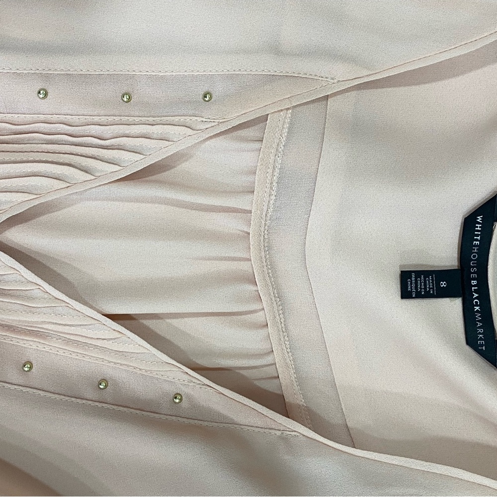 White House Black Market Blush V-Neck Blouse - Picture 8 of 8
